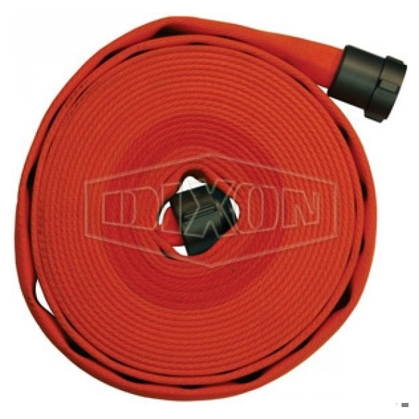Single Jacket Fire Hose, 1-1/2 in, NPSH, 50 ft L, 225 psi Working, Polyester, Domestic
